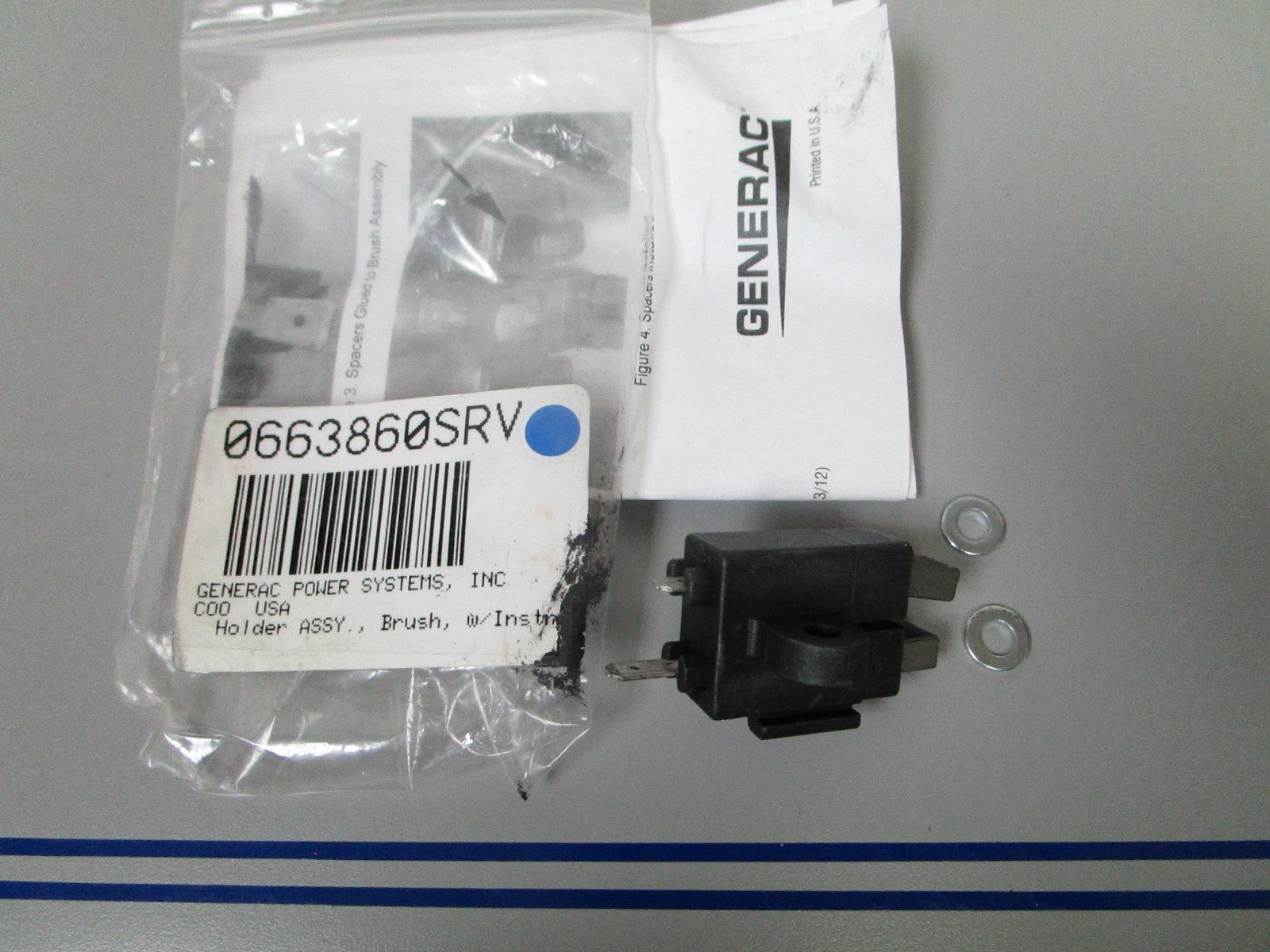 NEW OEM 0663860SRV Generac Brush Holder & Instructions 0720