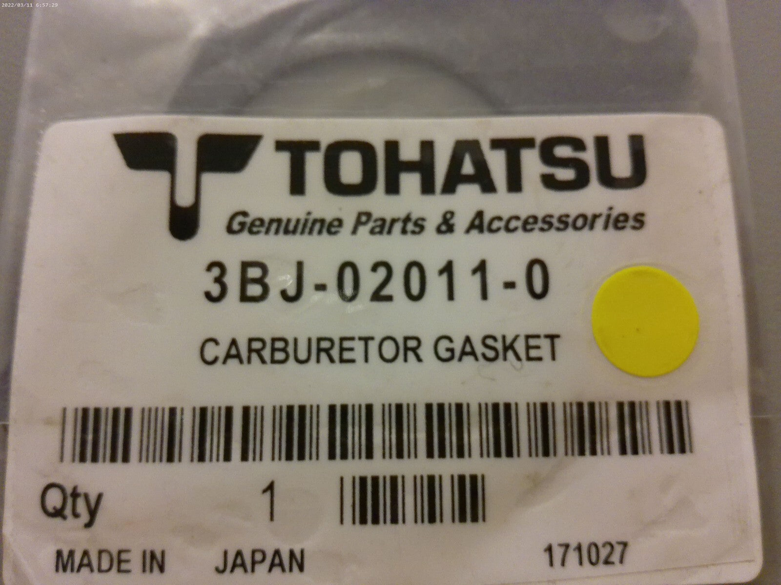 *NEW OEM* 0810 Tohatsu Carburetor Gasket 3BJ-02011-0 3BJ020110