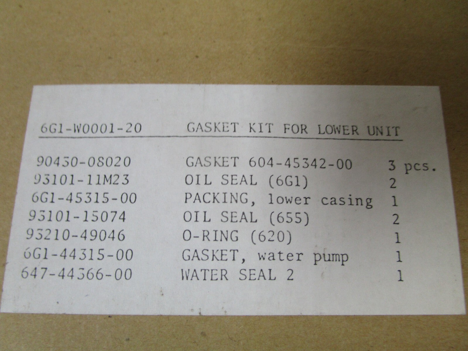 *NEW OEM* 0720 Yamaha Gasket Kit 6G1-W0001-20-00