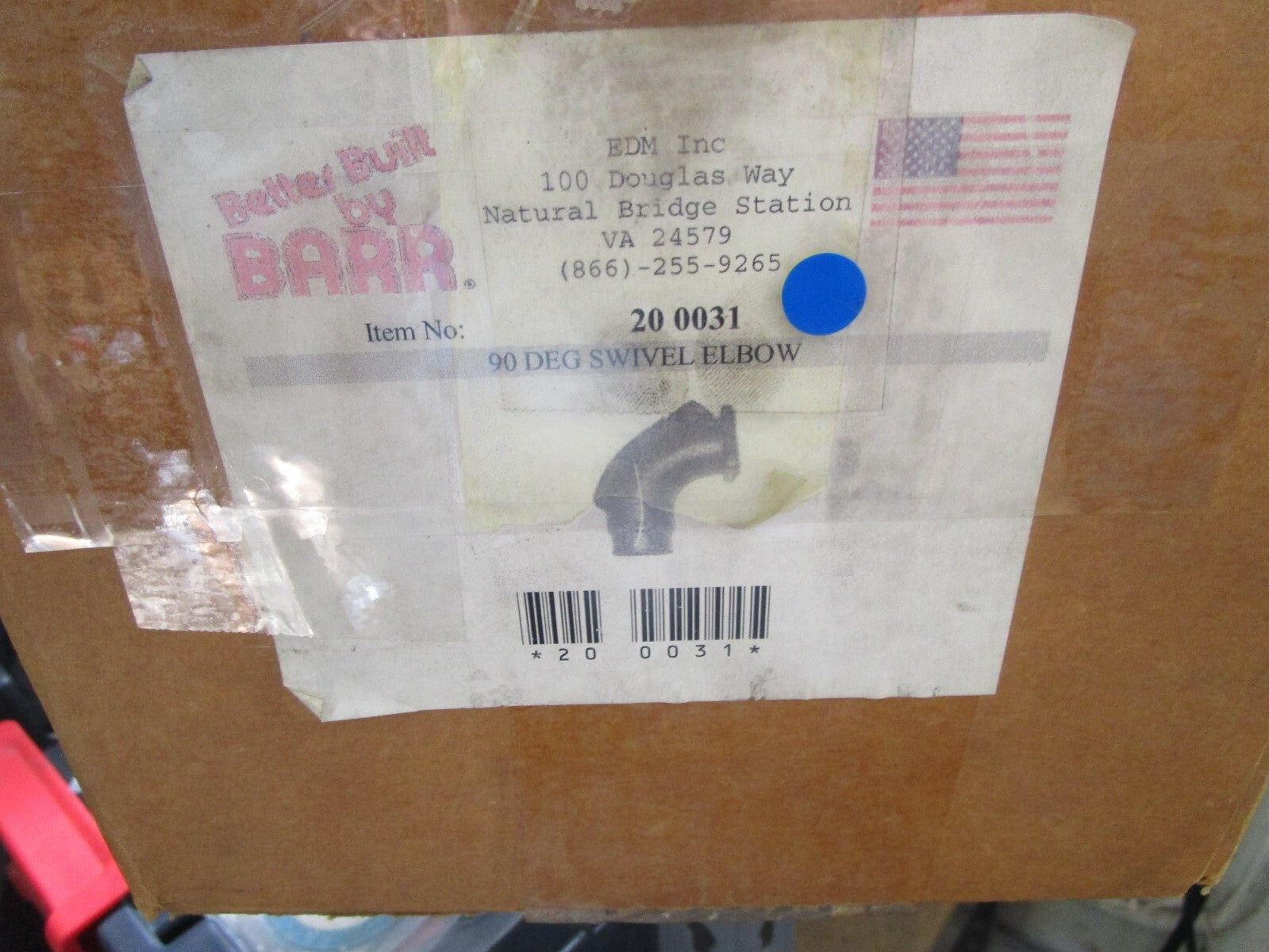 NEW 200031 20-0031 Barr 90 Deg Swivel Elbow 0820