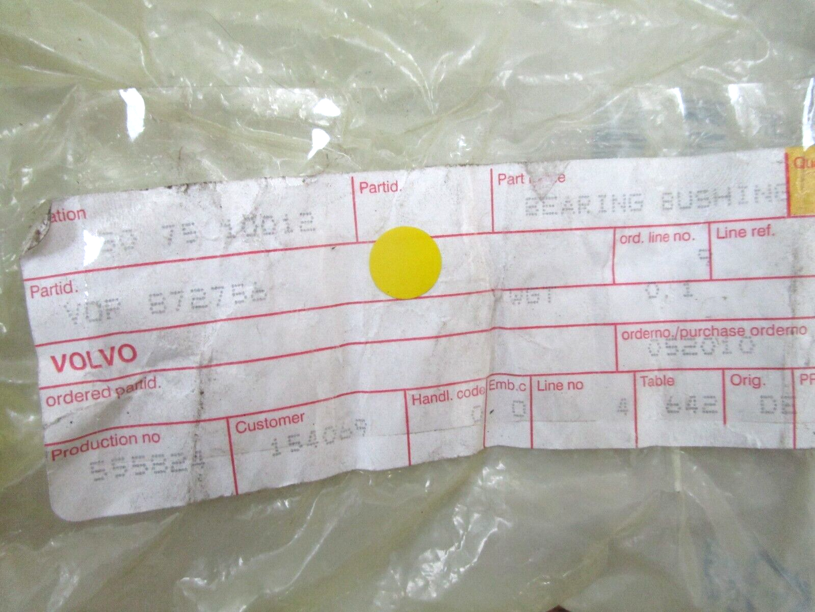*NEW OEM* 0750 Volvo Penta BEARING BUSHING 872756