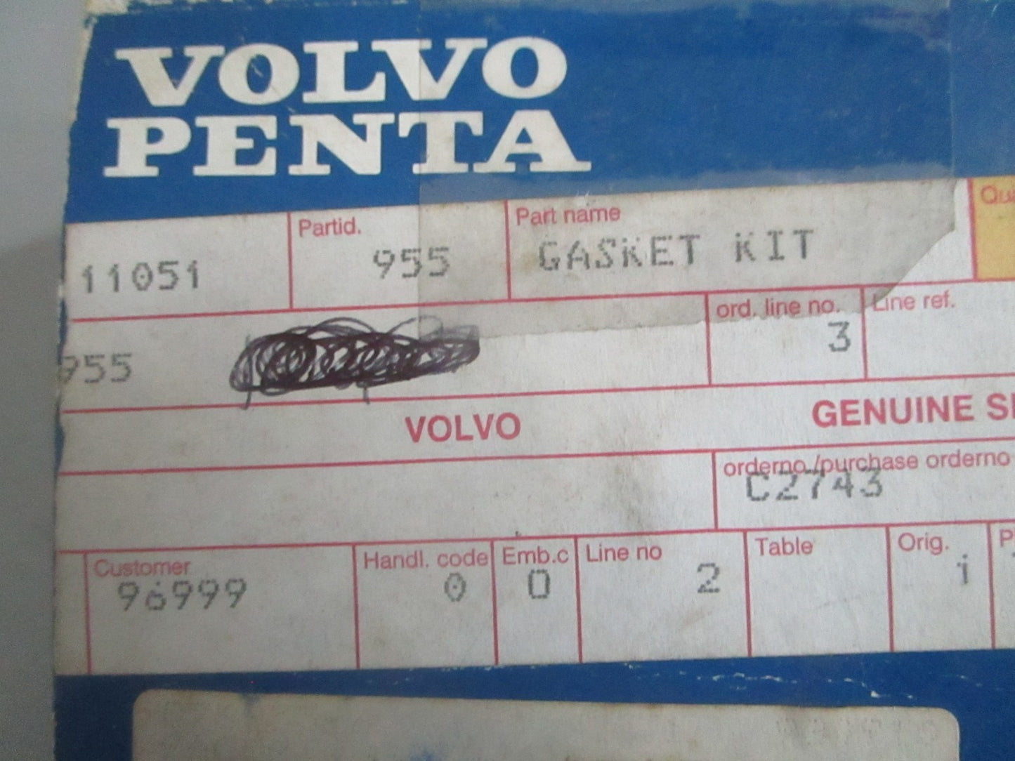 *NEW OEM* 0820 Volvo Penta Gasket Kit 876955