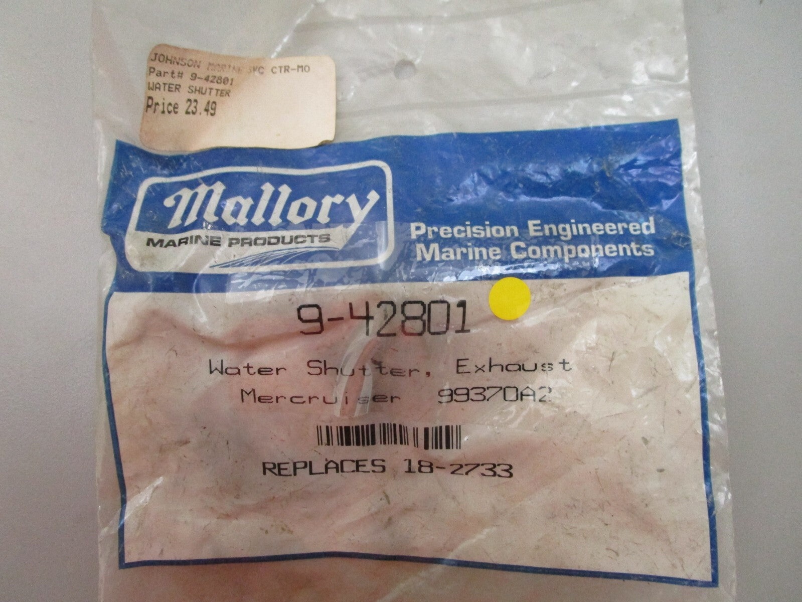 *NEW* 0810 Mallory Exhaust Water Shutter 9-42801