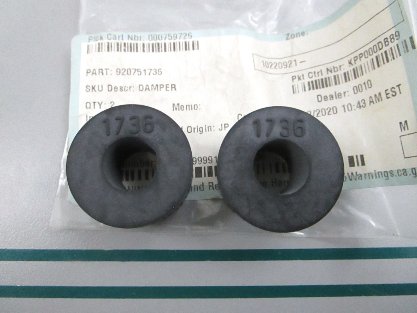 NEW OEM (LOT OF 2) 92075-1736 Kawasaki Damper 0810
