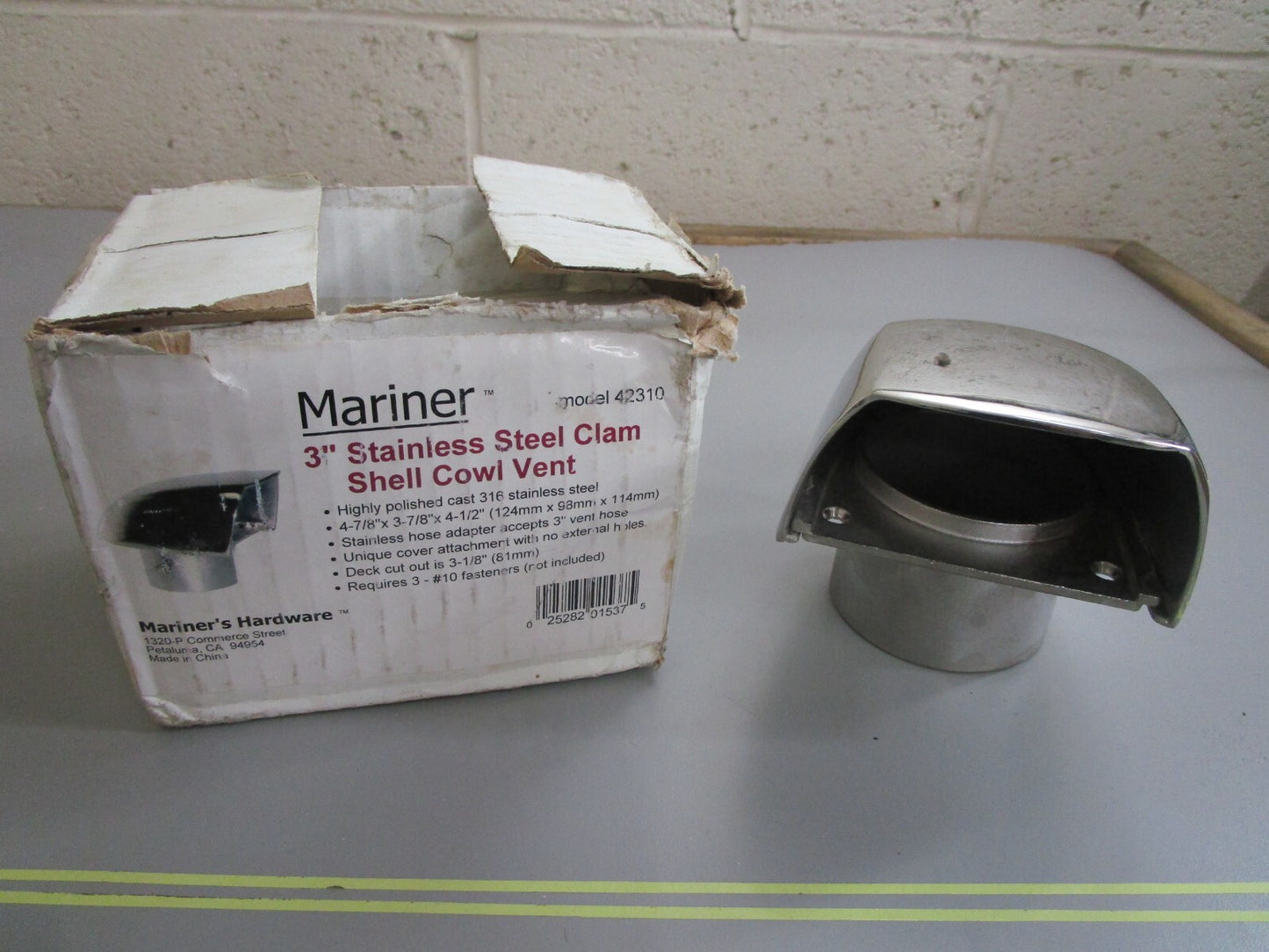 *NEW* 0820 Mariner's Hardware 3" Stainless Steel Cowl Vent 42310