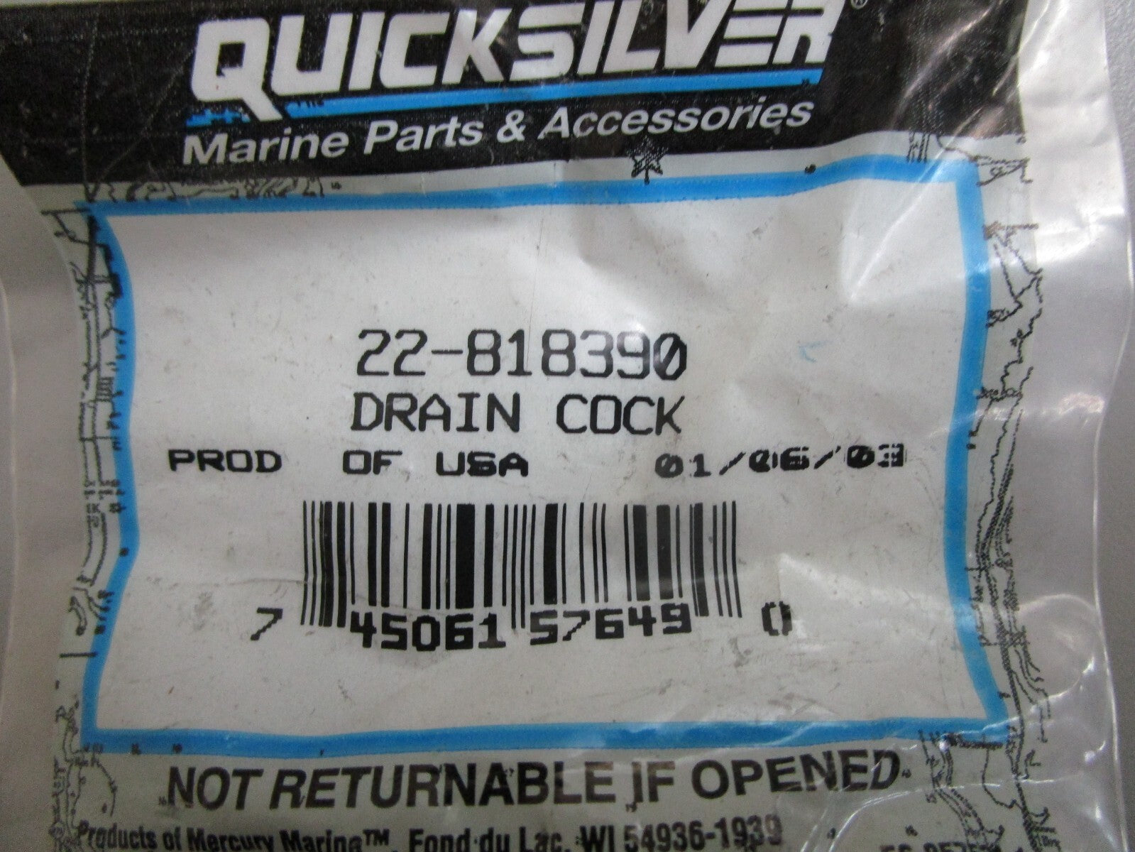 *NEW OEM* 0810 Mercury Quicksilver Drain Cock 22-818390