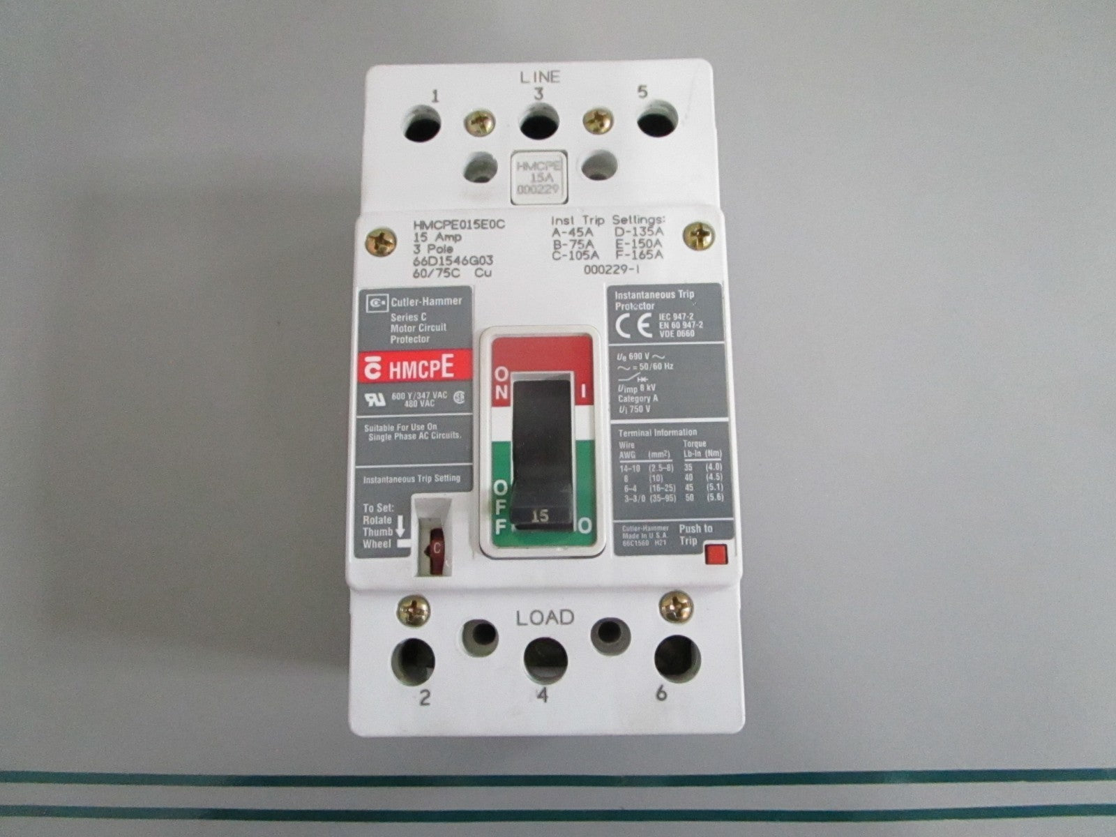 Cutler-Hammer HMCPE015E0C Motor Circuit Protector 3P 15A 480V NEW OEM 0820