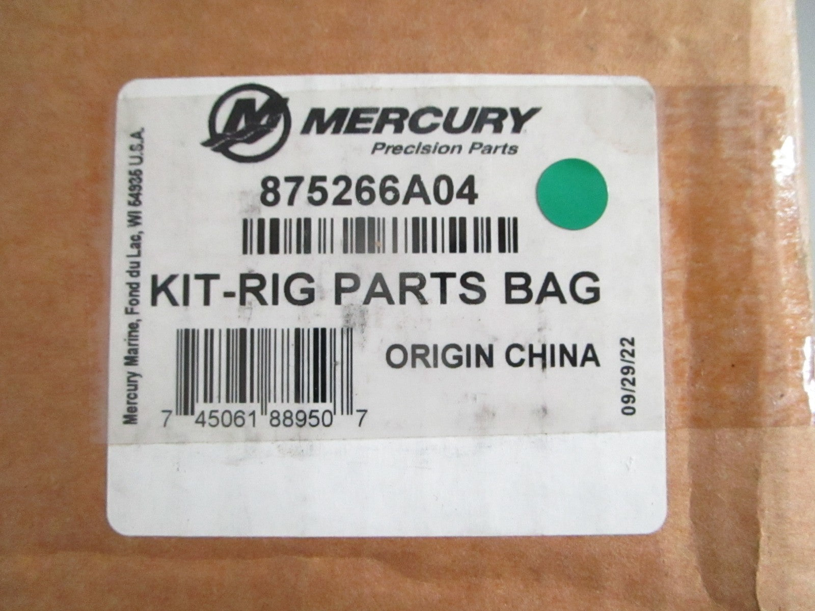 NEW OEM 875266A04 Mercury Quicksilver Rigging Kit 0820