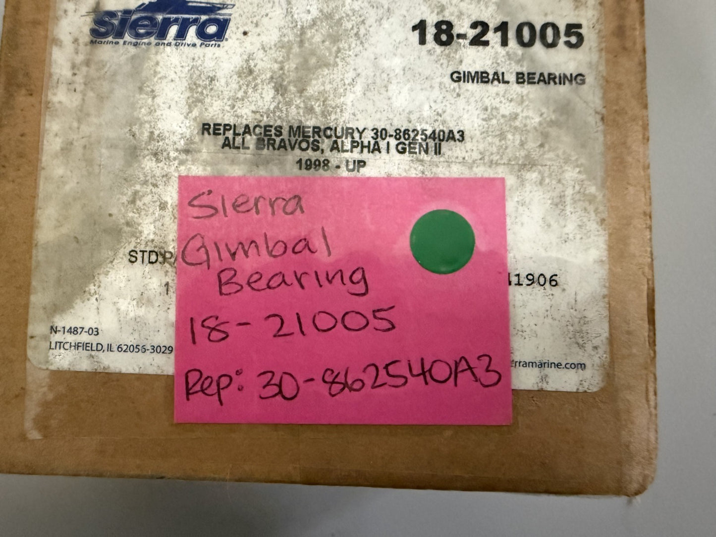 NEW 18-21005 Sierra Gimbal Bearing Rep: 30-862540A3 Mercury 0820