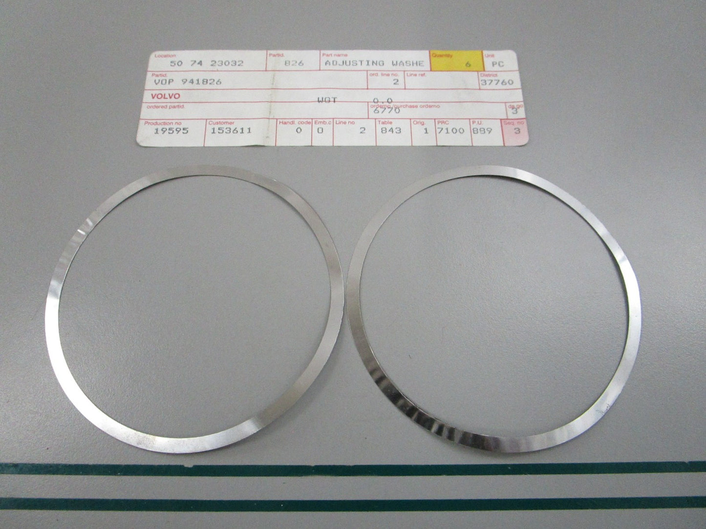 NEW OEM (LOT OF 2) 941826 Volvo Penta Shim 0810