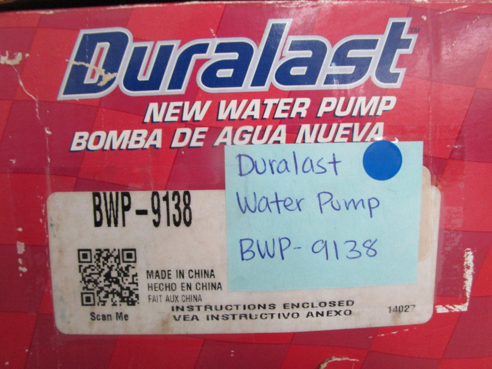 *NEW OEM* 0820 Duralast Water Pump BWP-9138