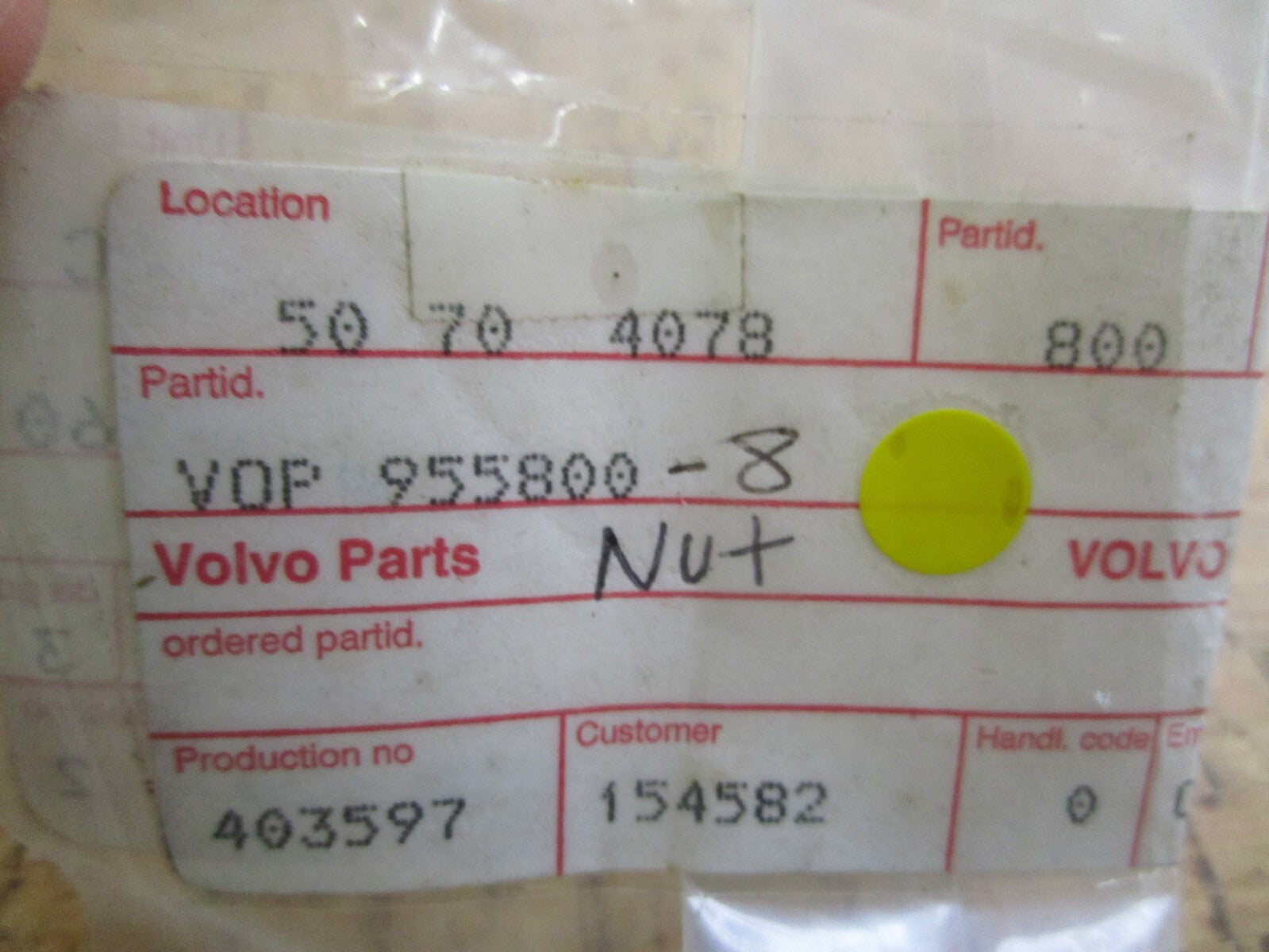 *NEW OEM* 0810 Volvo Penta Nut 955800-8