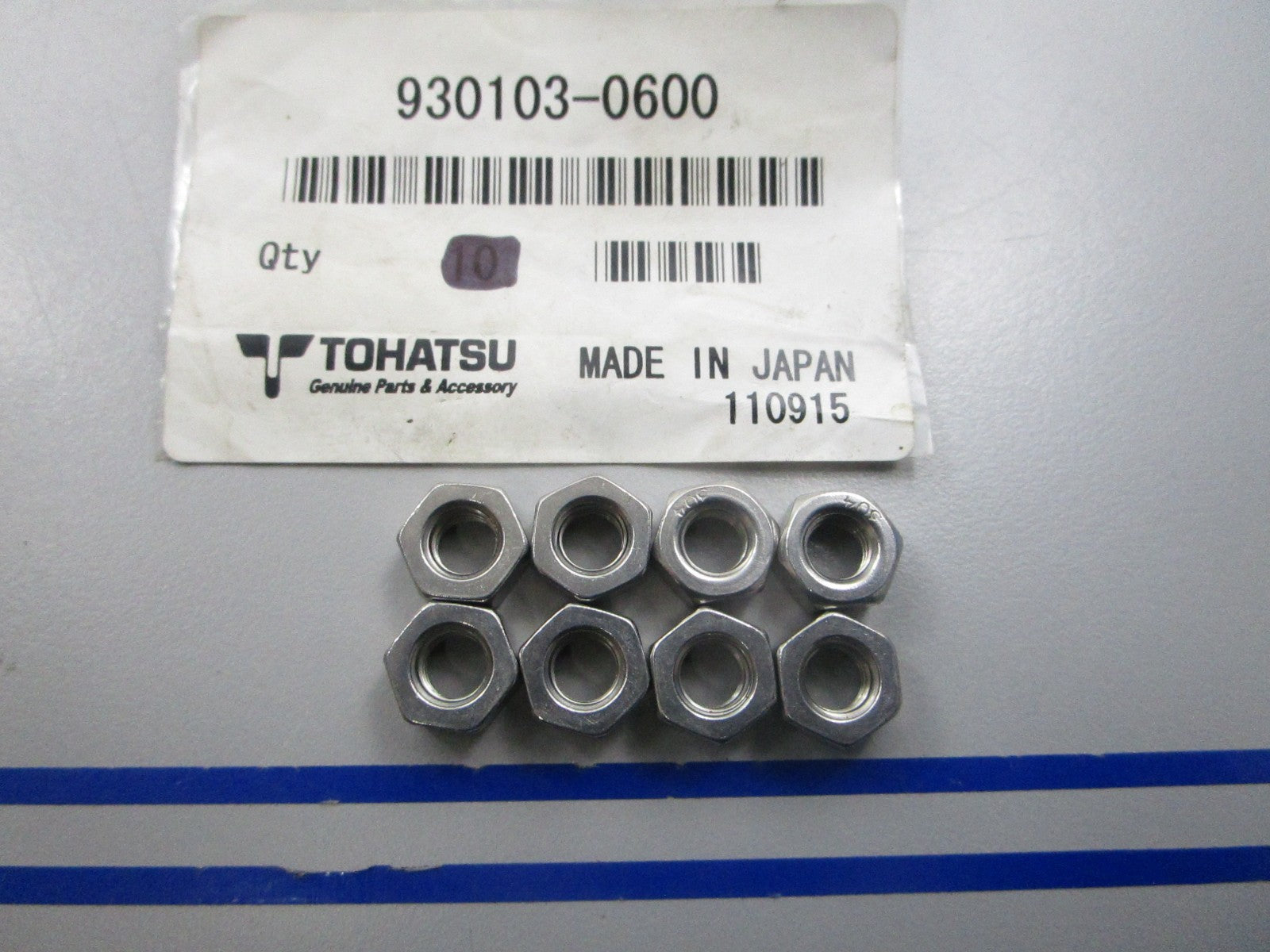 NEW OEM (LOT OF 8) 930103-0600 Tohatsu Nut 0810