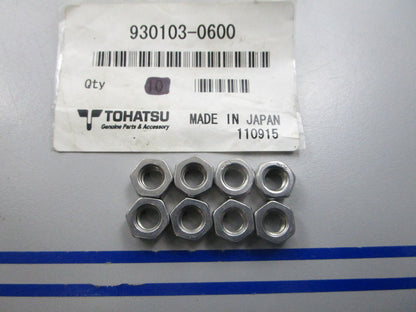 NEW OEM (LOT OF 8) 930103-0600 Tohatsu Nut 0810