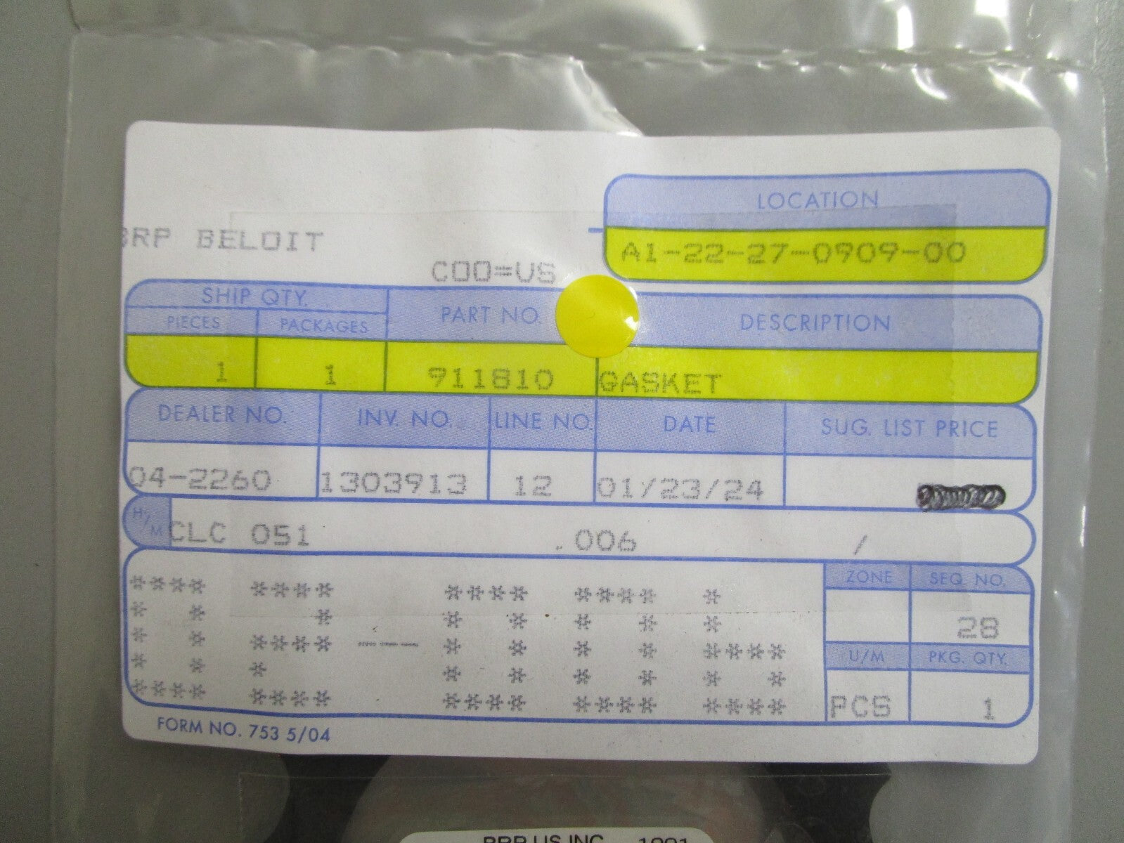 *NEW OEM* 0810 OMC Johnson Evinrude Gasket 911810 0911810