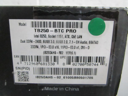 Biostar NEW TB250-BTC PRO LGA1151 B250 DDR4 12 PCIe GPU Mining Motherboard 0820