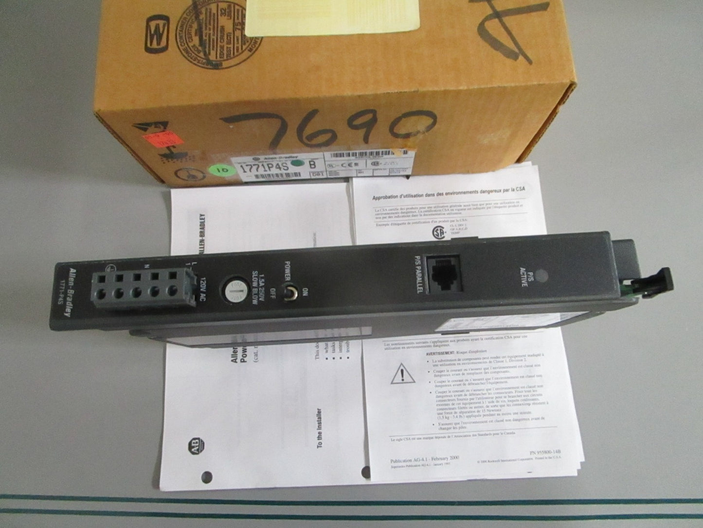 Allen-Bradley 1771-P4S PLC-5 Power Supply 120VAC 8A 5VDC Ser B NEW OEM 0820