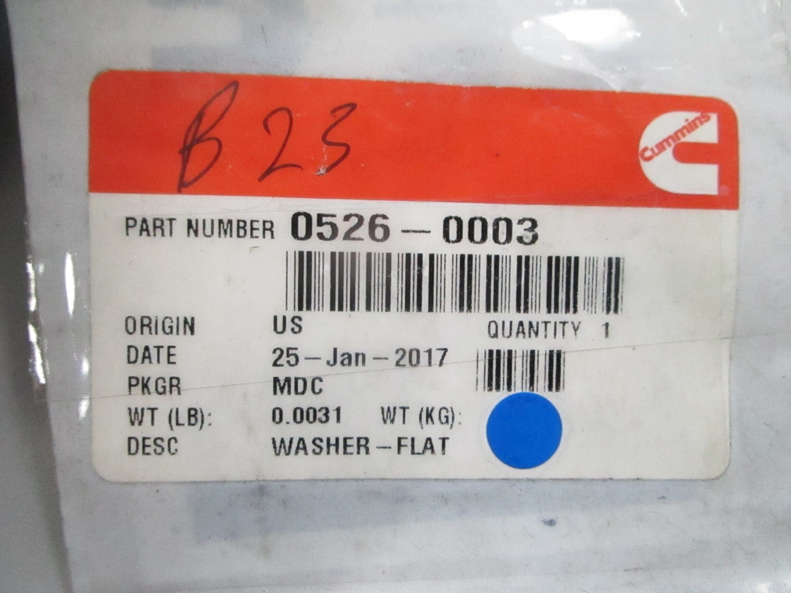 *NEW OEM* 0810 Cummins Flat Washer 0526-0003