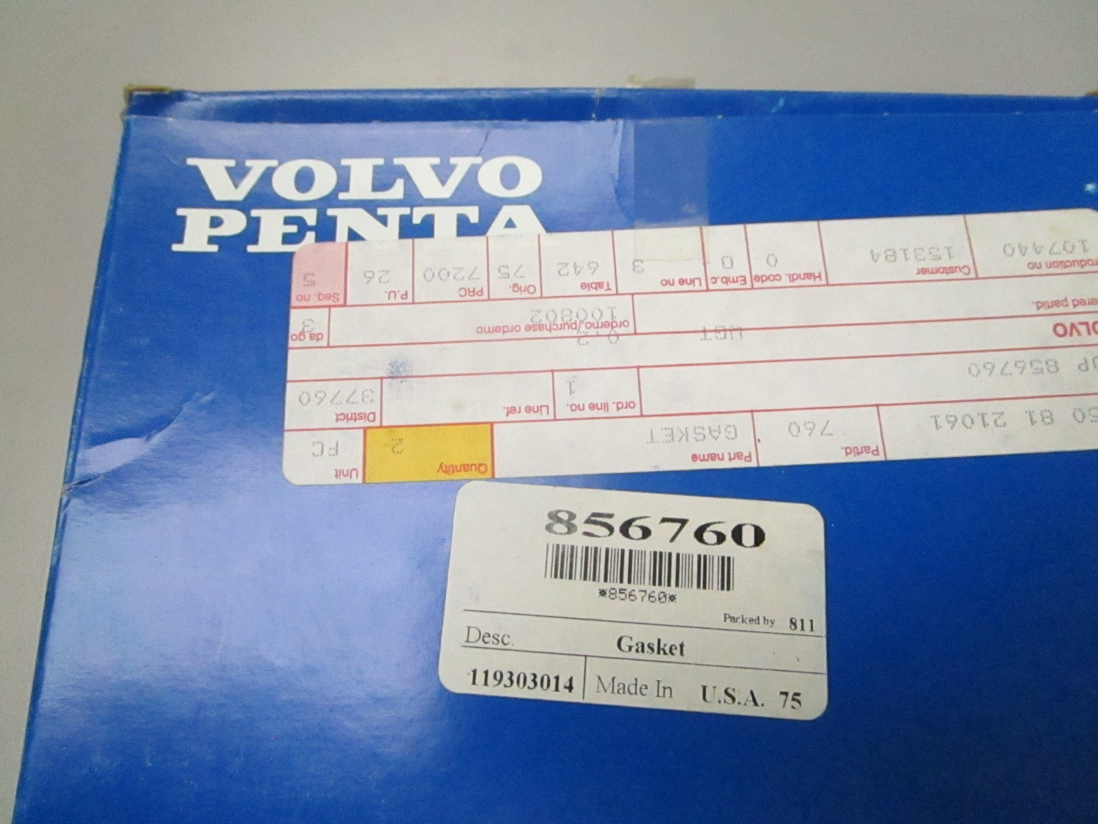 *NEW OEM* 0840 Volvo Gasket 856760-4