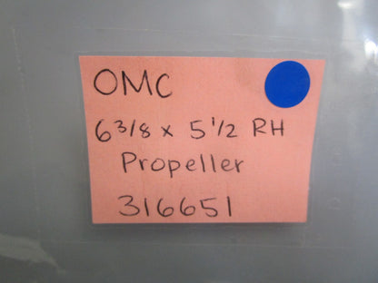 *NEW OEM* 0820 OMC Johnson Evinrude 6⅜ × 5½ RH Propeller 316651 0316651