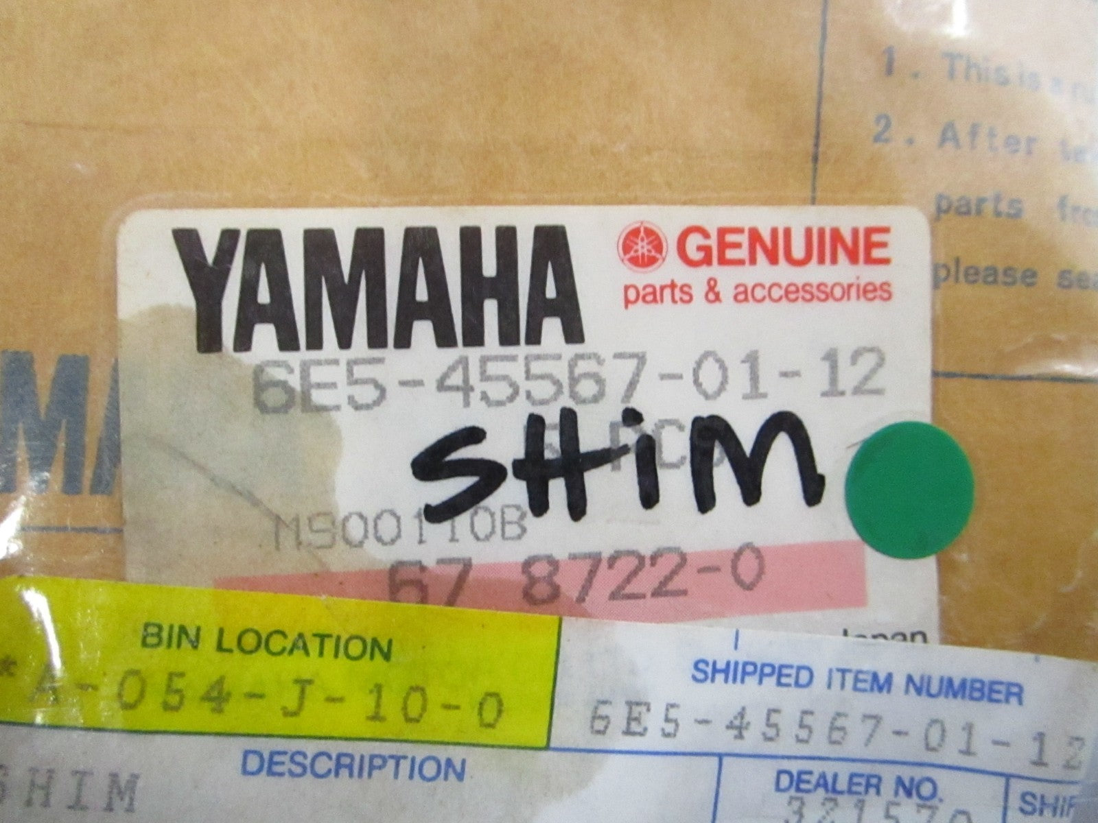 NEW OEM  (LOT OF 5) 6E5-45567-01-12 Yamaha Shim 0810