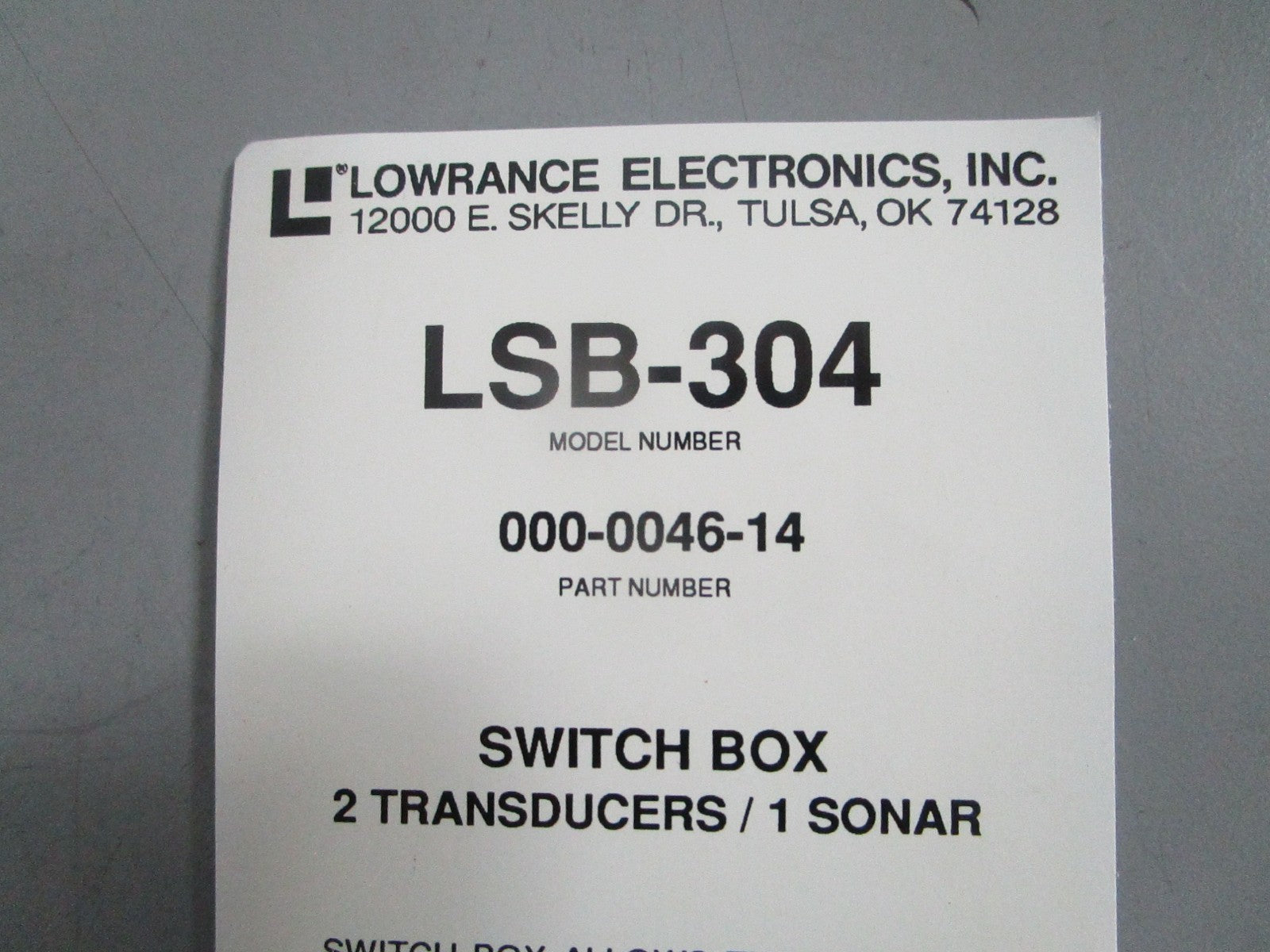 NEW OEM LSB-304 000-0046-14 Lowrance Transducer & Sonar Kit 0820
