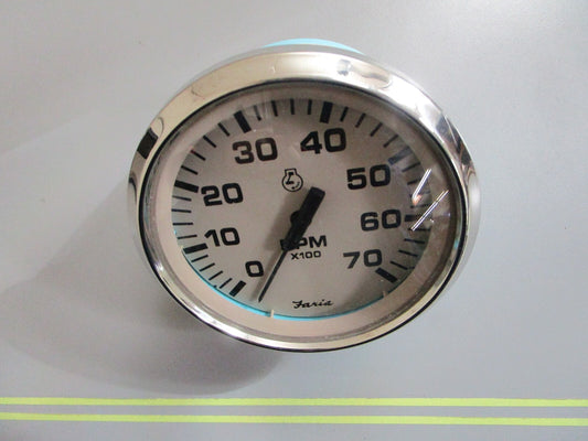 *NEW* 0820 Faria 70RPM 7000 White Face Chrome Bezel Tachometer TC9801A