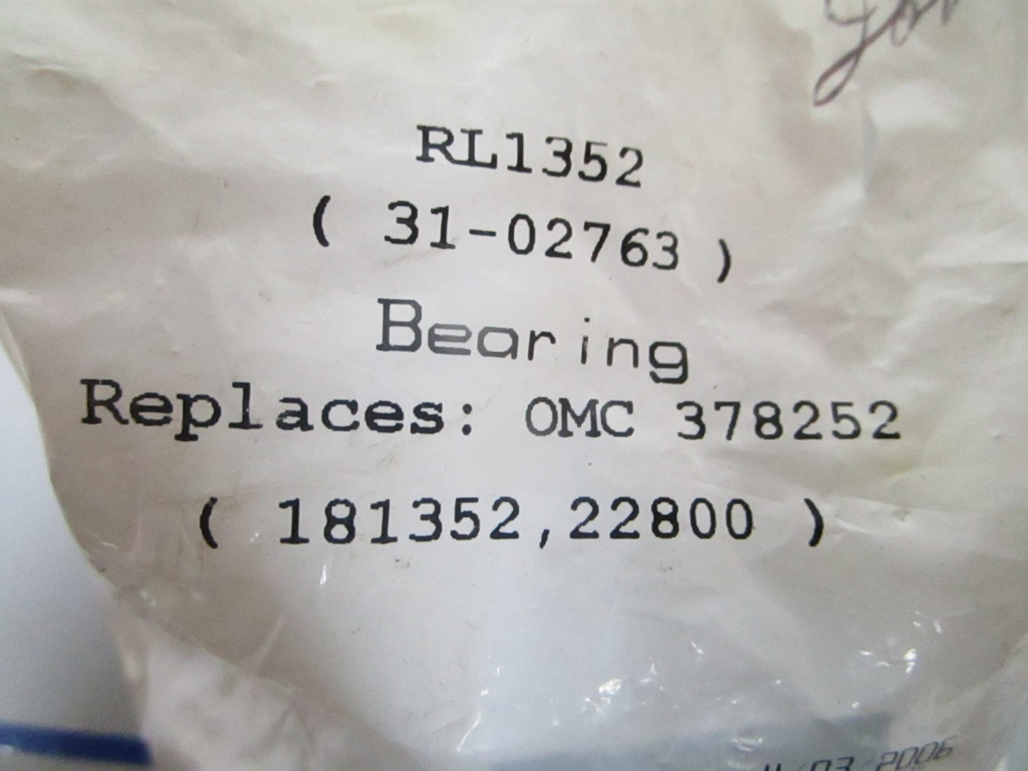 NEW RL1352 Replaces: 318252 18-1352 31-02763 Red Line Bearing  0810