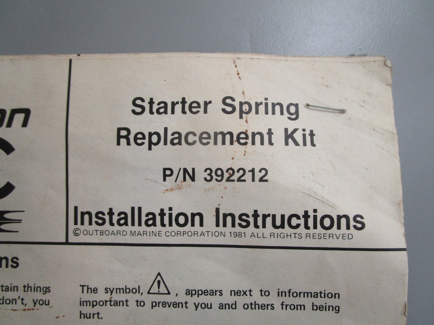 *NEW OEM* 0820 OMC Johnson Evinrude Starter Spring Kit 392212 0392212