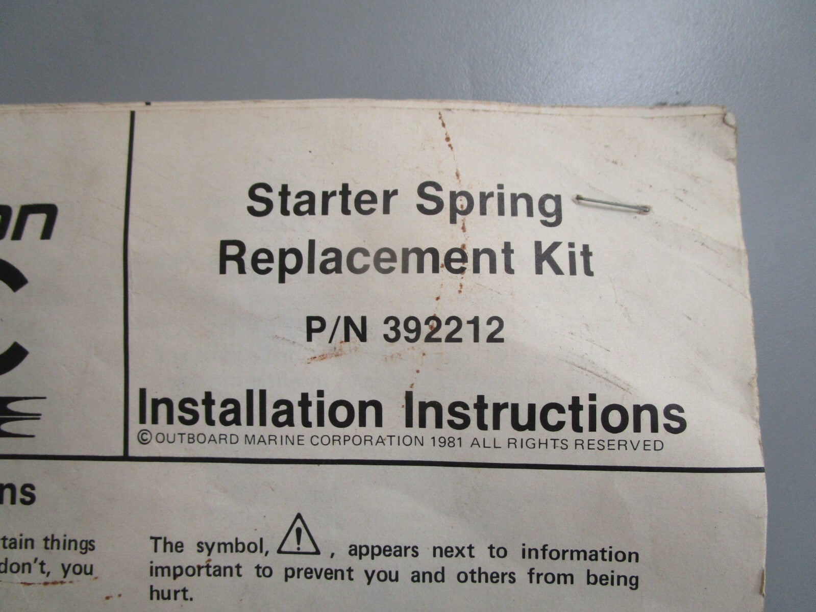 *NEW OEM* 0820 OMC Johnson Evinrude Starter Spring Kit 392212 0392212