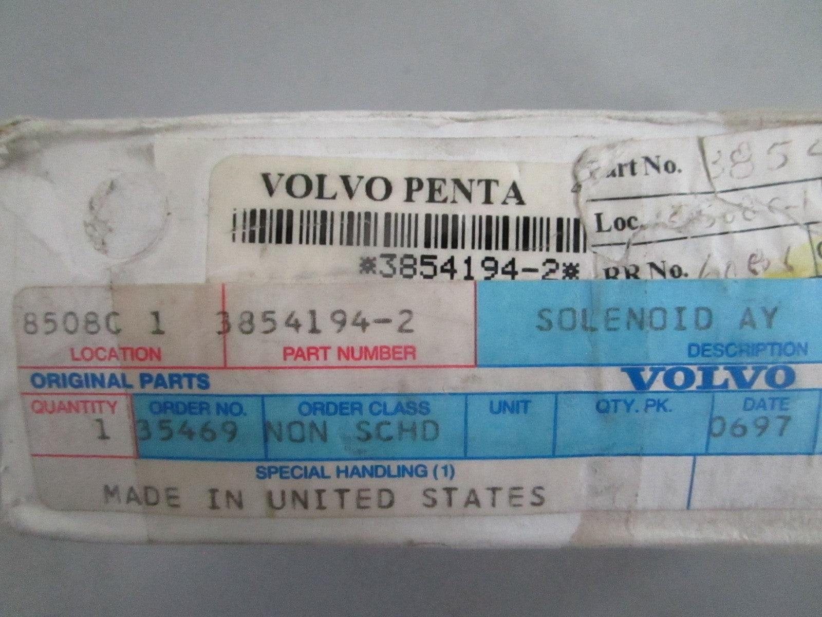 NEW OEM 3854194 Volvo Penta Solenoid 0820