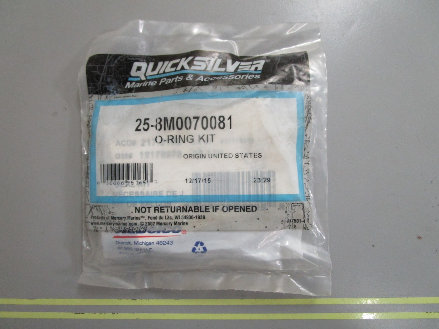 *NEW OEM* 0810 Mercury Quicksilver O-Ring Kit 25-8M0070081