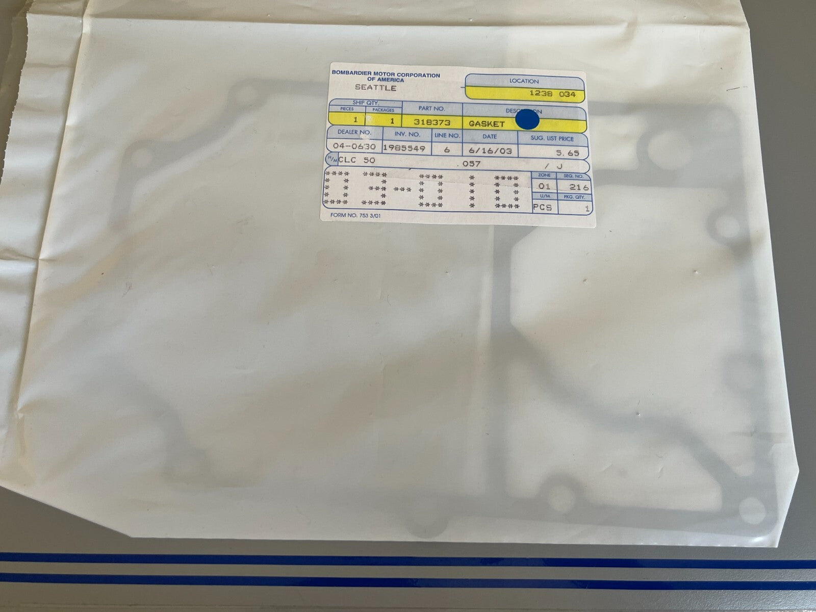 *NEW OEM* 0720 OMC Johnson Evinrude Gasket 318373 0318373