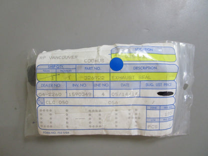 *NEW OEM* 0810 OMC Johnson Evinrude Exhaust Seal 326922 0326922