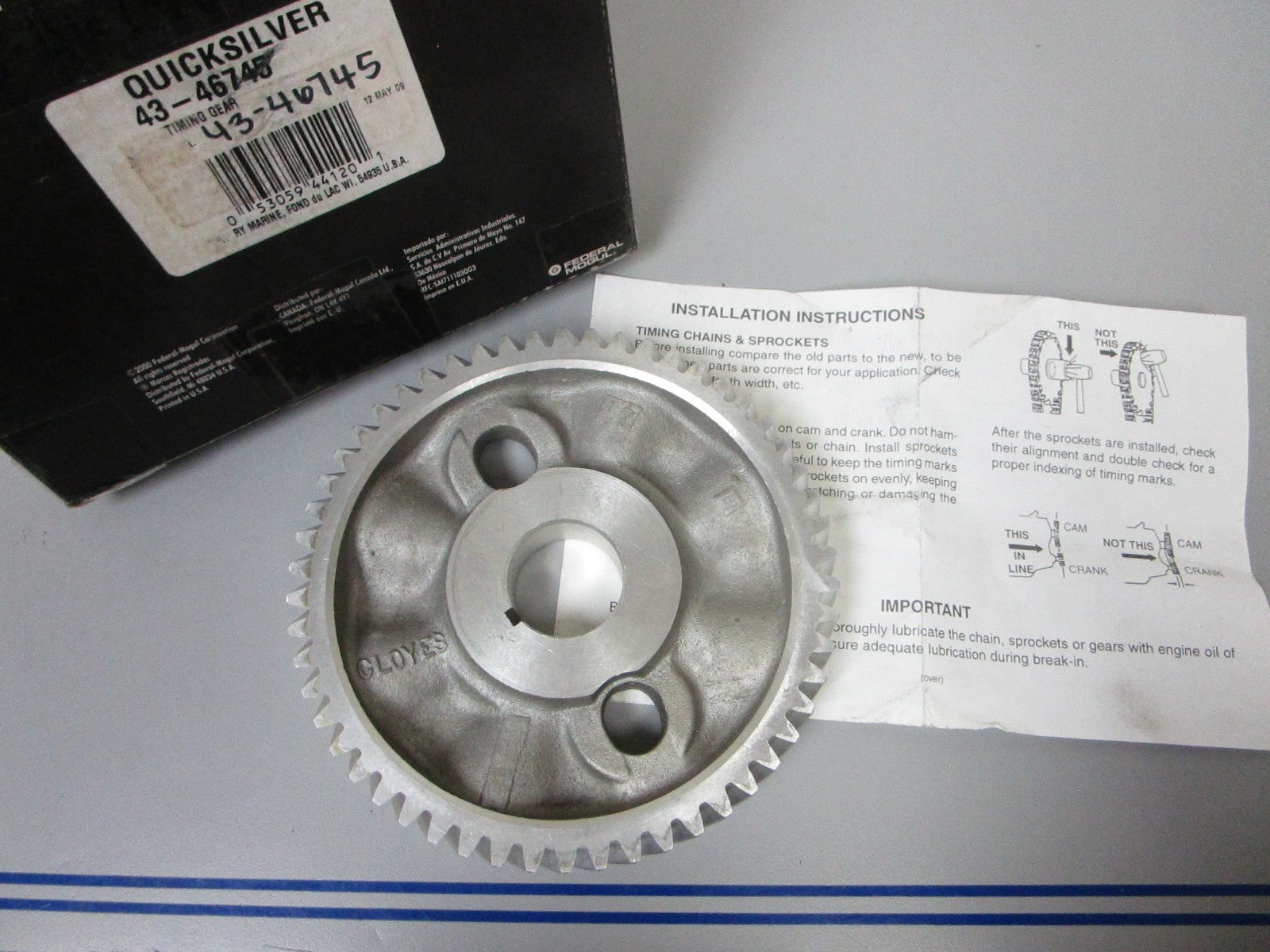 NEW OEM 43-46745 Mercury Mercruiser 3.0L 181 CID Timing Gear Ay 0720