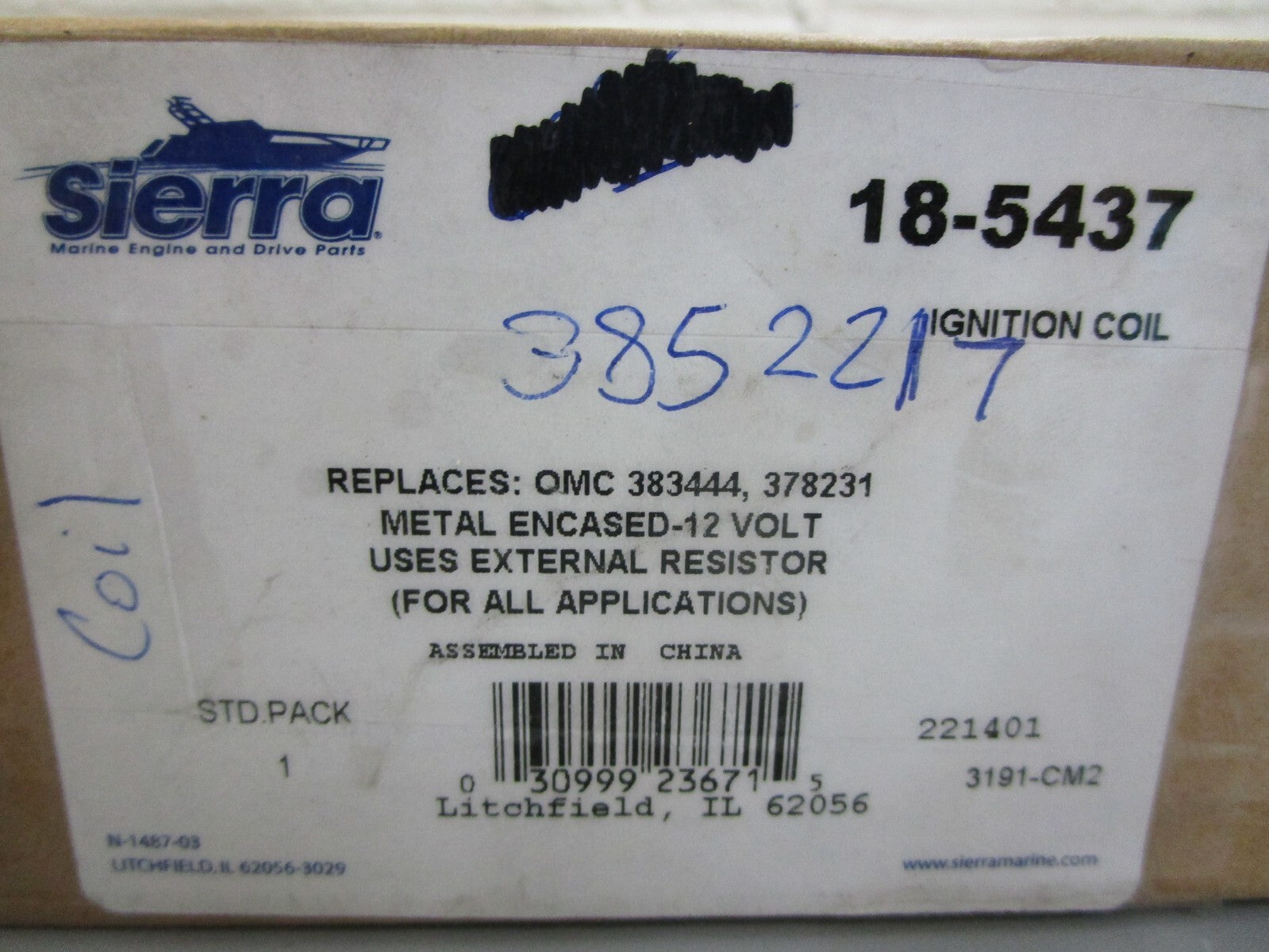 *NEW* 0820 Sierra Ignition Coil 18-5437 Replaces: 383444, 378231