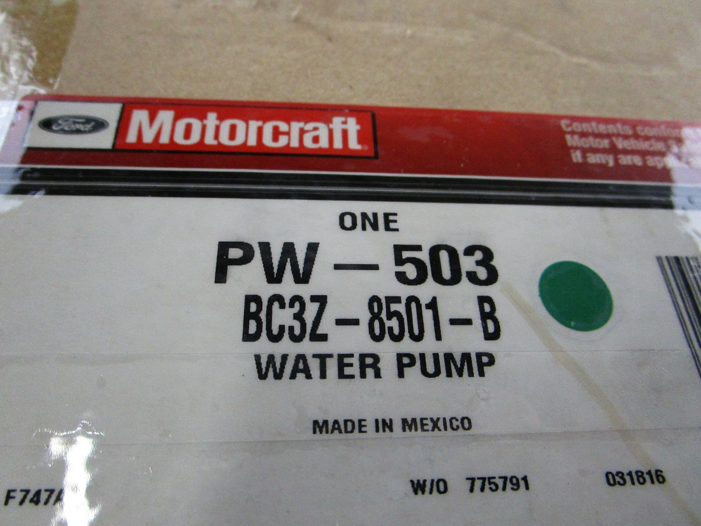 NEW OEM PW-503 BC3Z-8501-B For Motorcraft Water Pump 0820