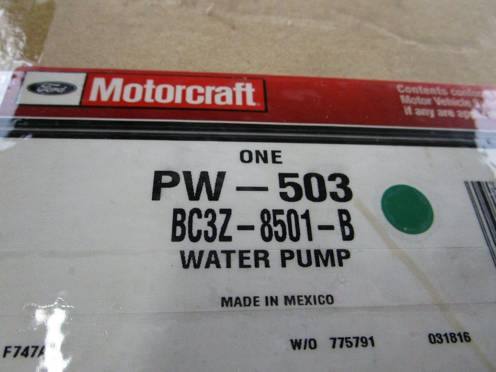 NEW OEM PW-503 BC3Z-8501-B For Motorcraft Water Pump 0820