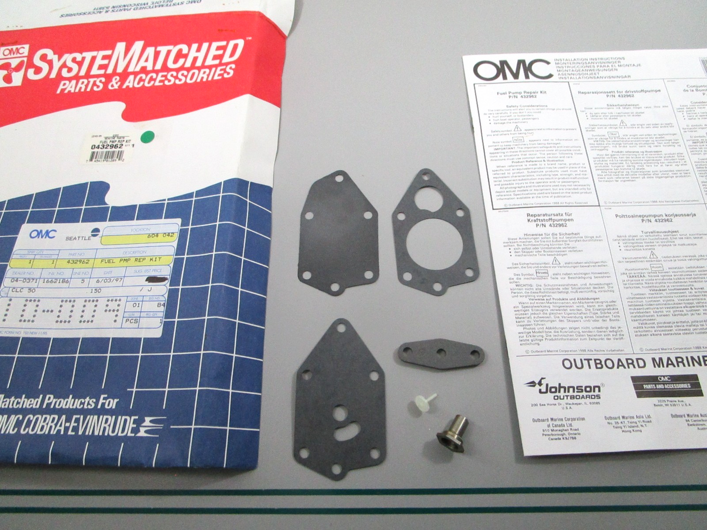 NEW OEM 432962 0432962 OMC Johnson Evinrude Fuel Pump Repair Kit 0810