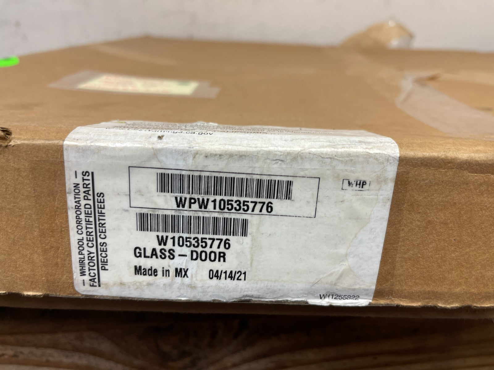 NEW OEM W10535776 Whirlpool Outer Door Glass 0820