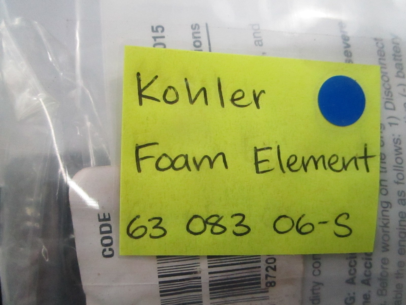 *NEW OEM* 0810 Kohler Foam Element 63 083 06-S
