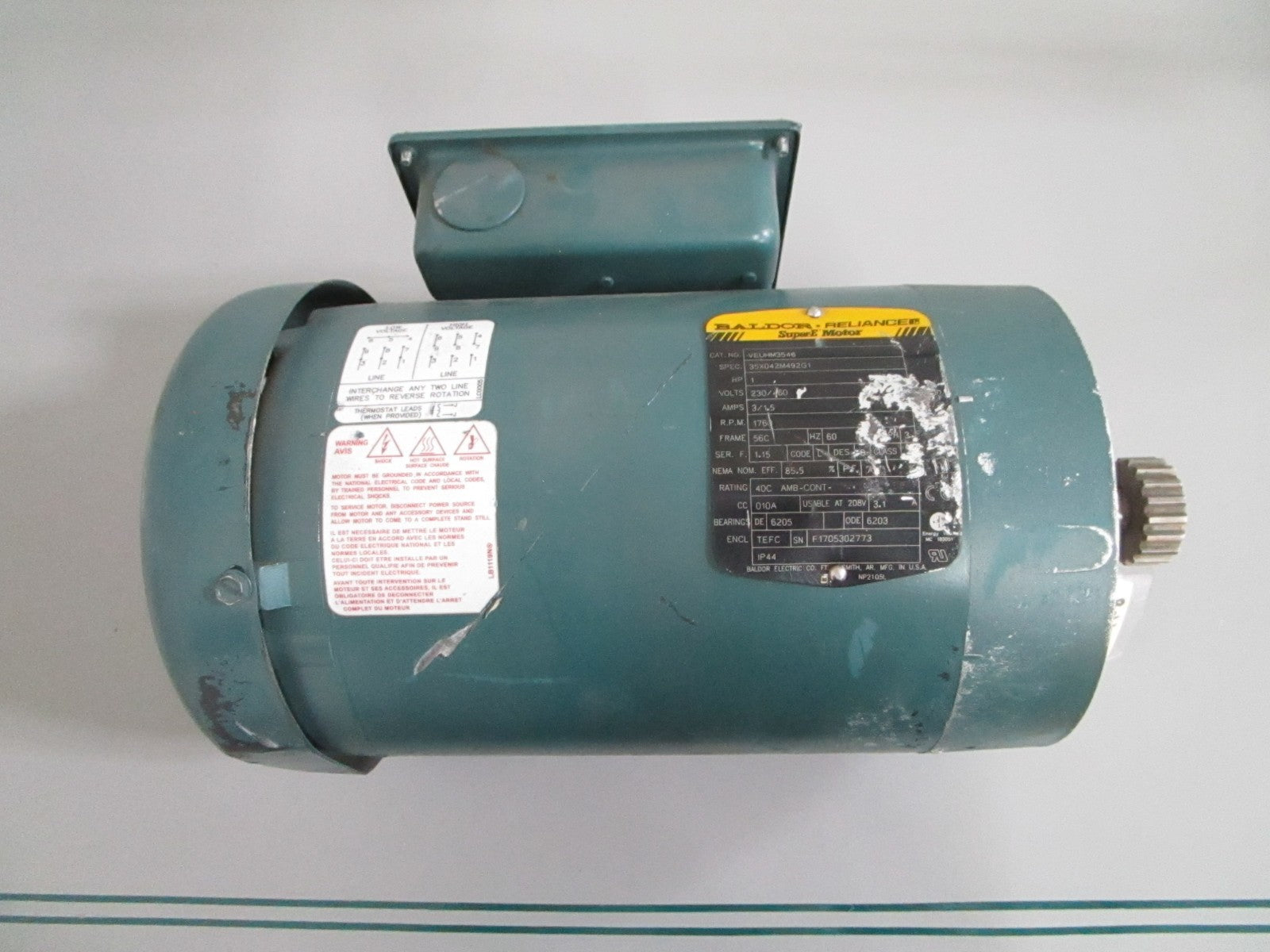 Baldor Super-E VEUHM3546 1HP 1760RPM 3PH 460V TEFC 56C Motor NOS NEW OEM 0820