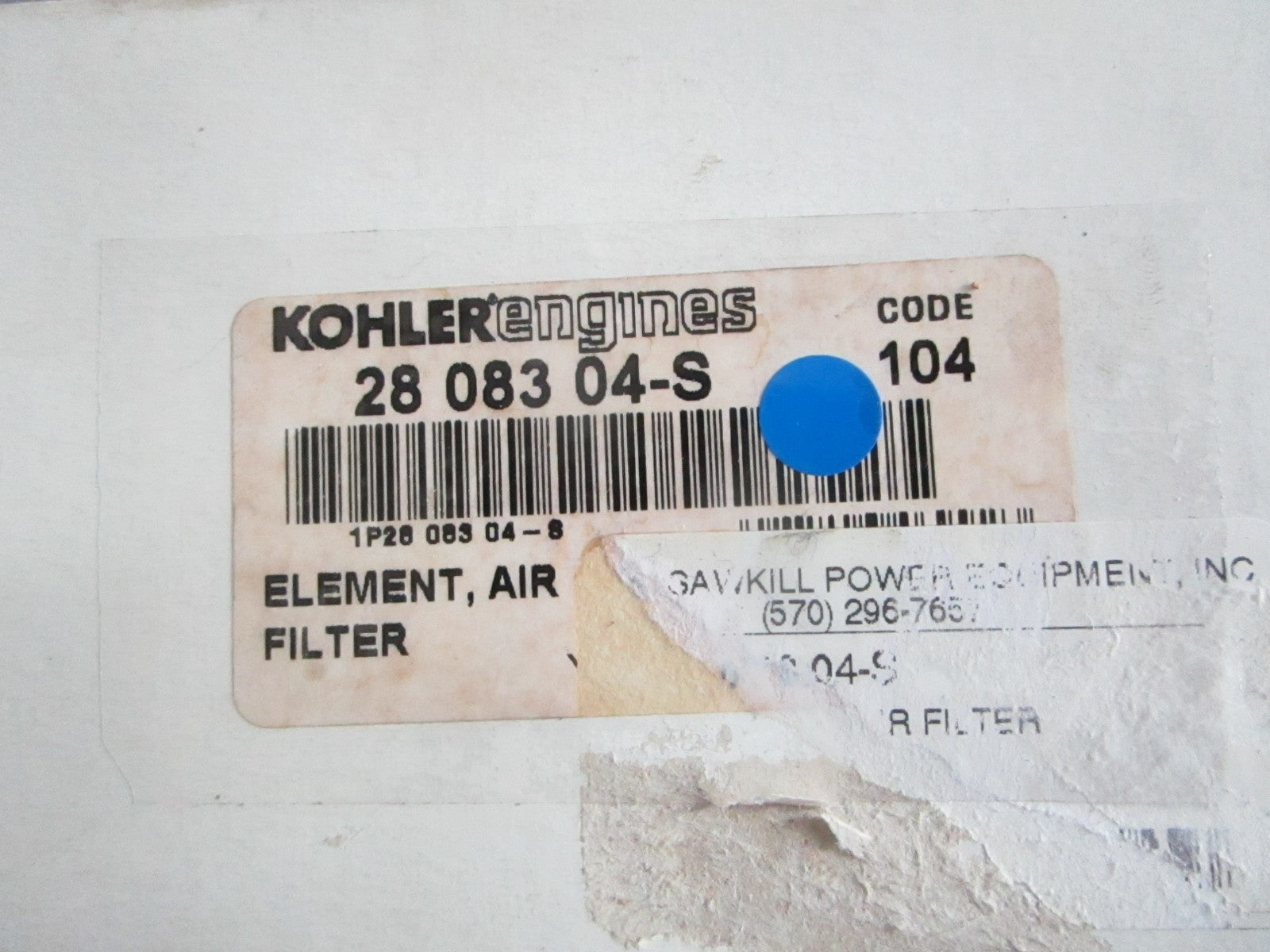 NEW OEM 28 083 04-S Kohler Air Filter Element 0820