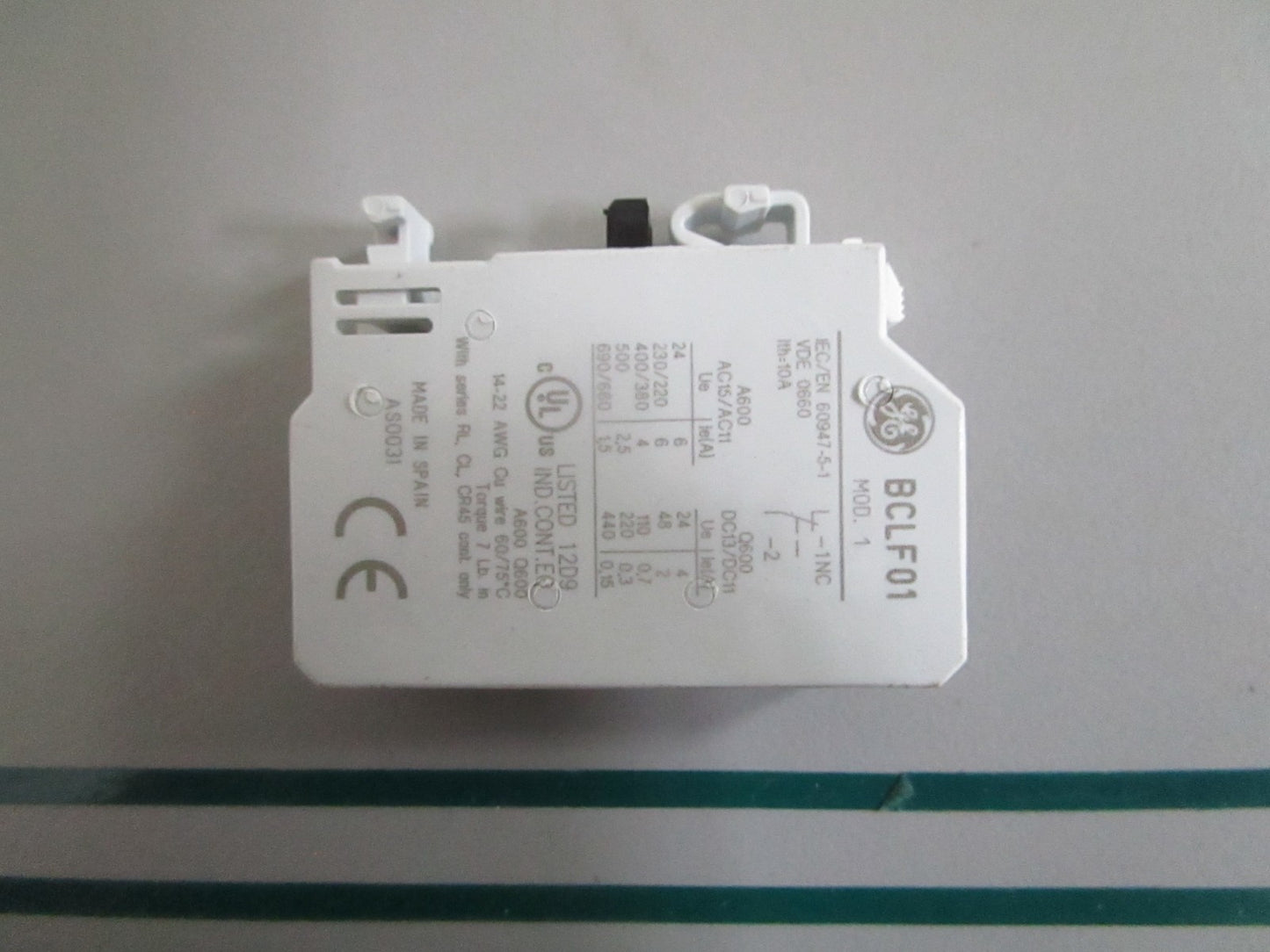 GE BCLF10 CL Series IEC Contactor 1NO Auxiliary Contact Block NEW OEM 0820