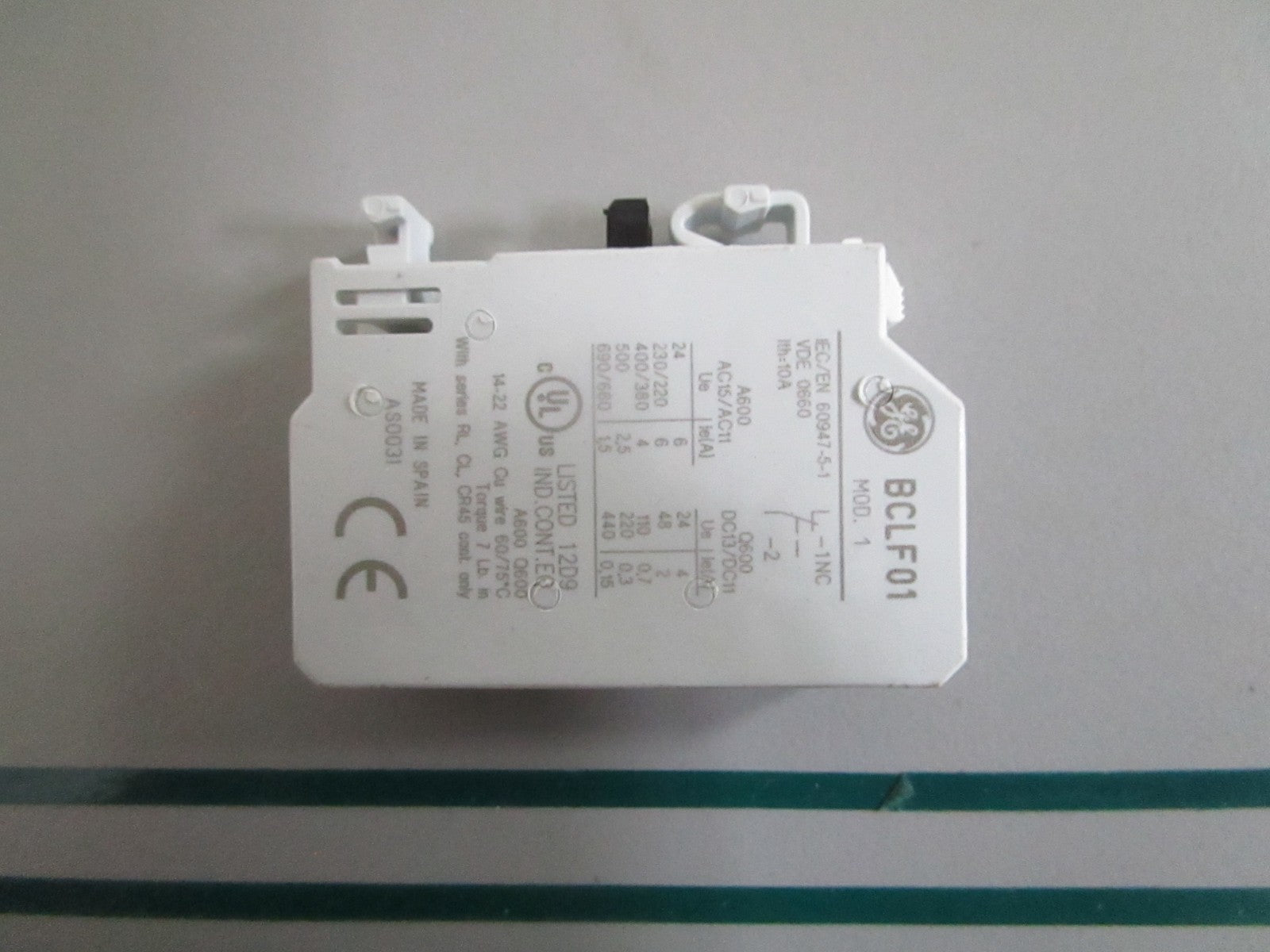 GE BCLF10 CL Series IEC Contactor 1NO Auxiliary Contact Block NEW OEM 0820
