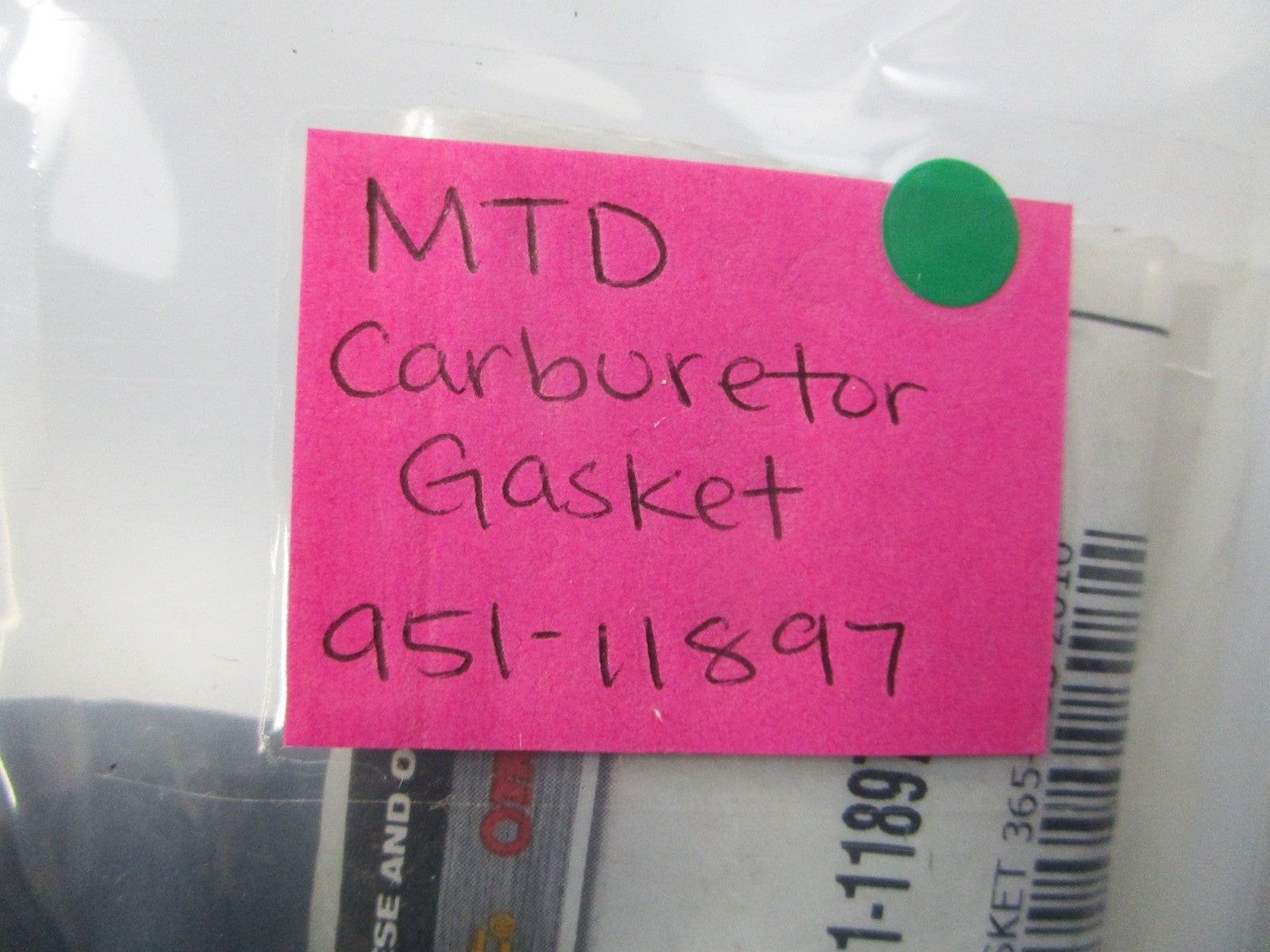 NEW OEM 951-11897 MTD Carburetor Gasket 0810