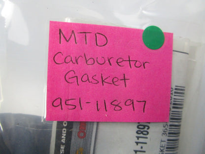 NEW OEM 951-11897 MTD Carburetor Gasket 0810