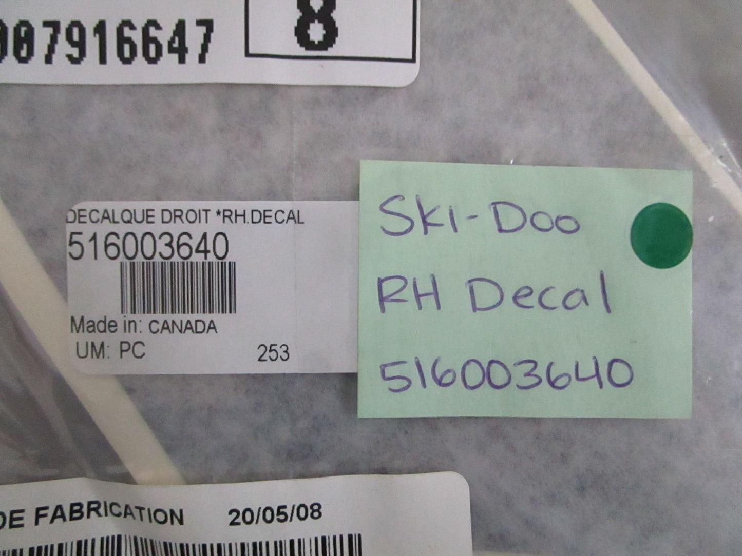 NEW OEM 516003640 Ski-Doo RH Decal 0820