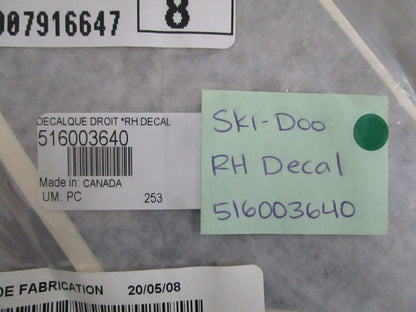 NEW OEM 516003640 Ski-Doo RH Decal 0820