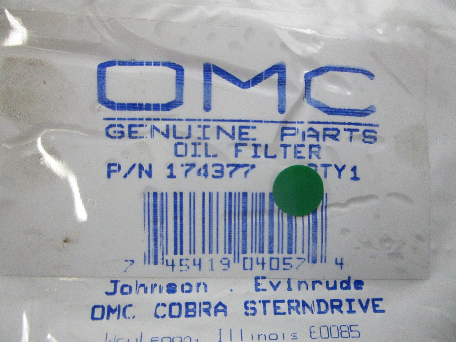 NEW OEM 174377 0174377 OMC Johnson Evinrude Oil Filter 0810